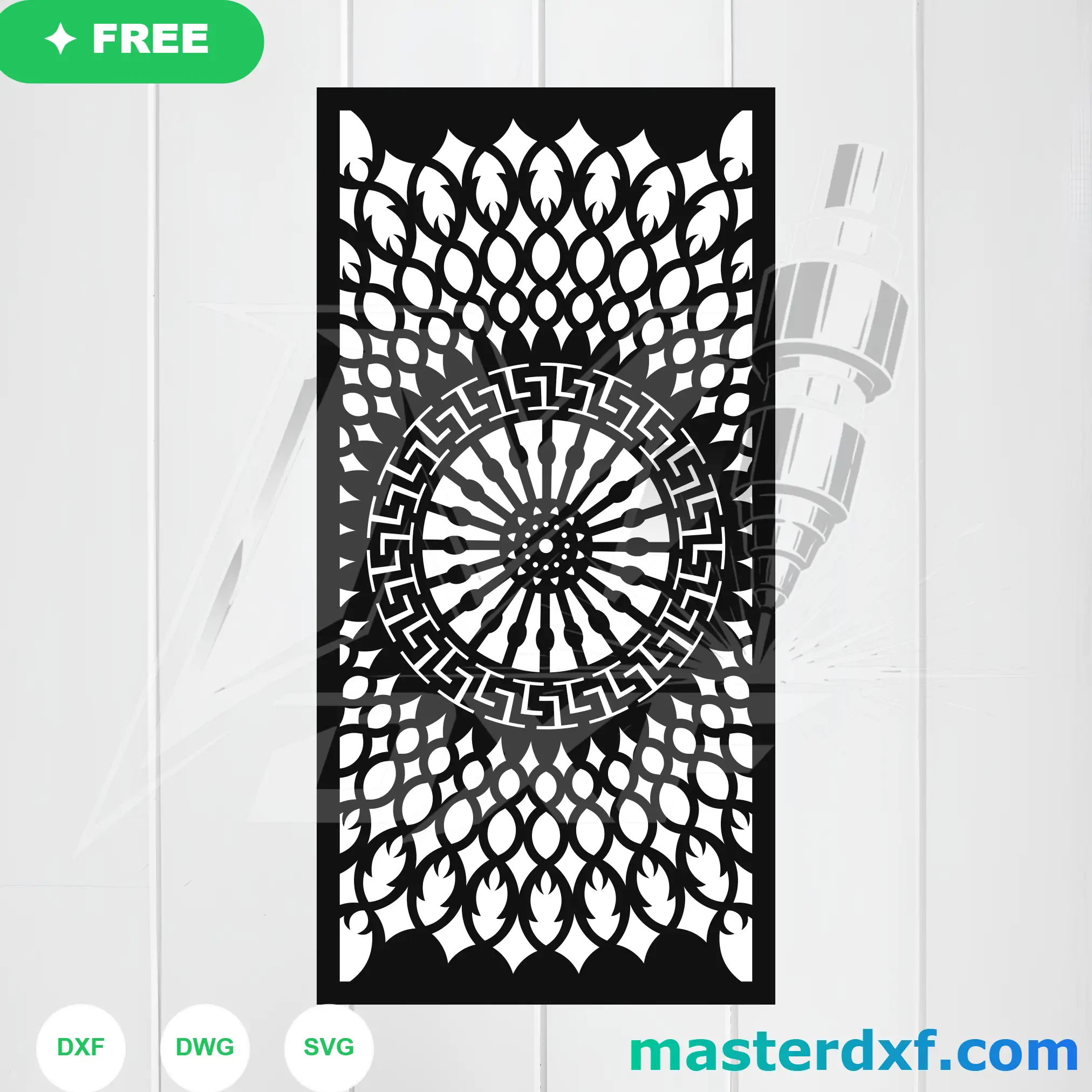 Greek Key Medallion Abstract Teardrop Mesh Screen DXF File